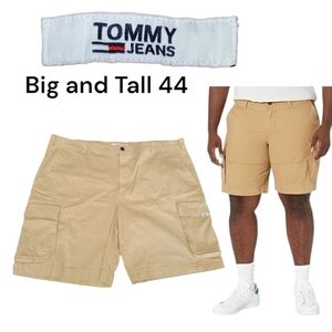 Tommy Jeans Men's Big & Tall 10" Stretch Cotton Cargo Shorts, Chino, 44, EUC
